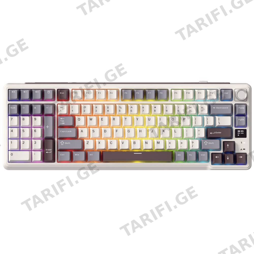 კლავიატურა Royal Kludge RK L98 RGB Mechanical Keyboard, Cream Switch, Hot Swappable, Wireless, Type-C, Bluetooth, 2.4GHz, Sandalwood Brown