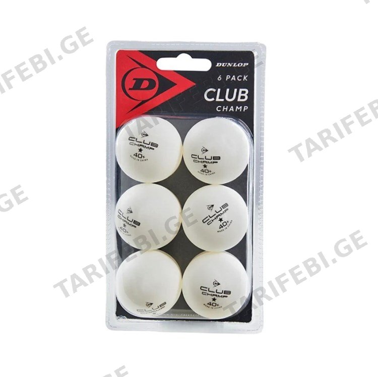 ტენისის მაგიდის ბურთები DUNLOP CLUB CHAMP 40+ 6ც