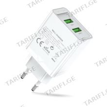 VENTION FBAW0-EU Two-Port USB(A+A) Wall Charger (18W/18W) EU-Plug White