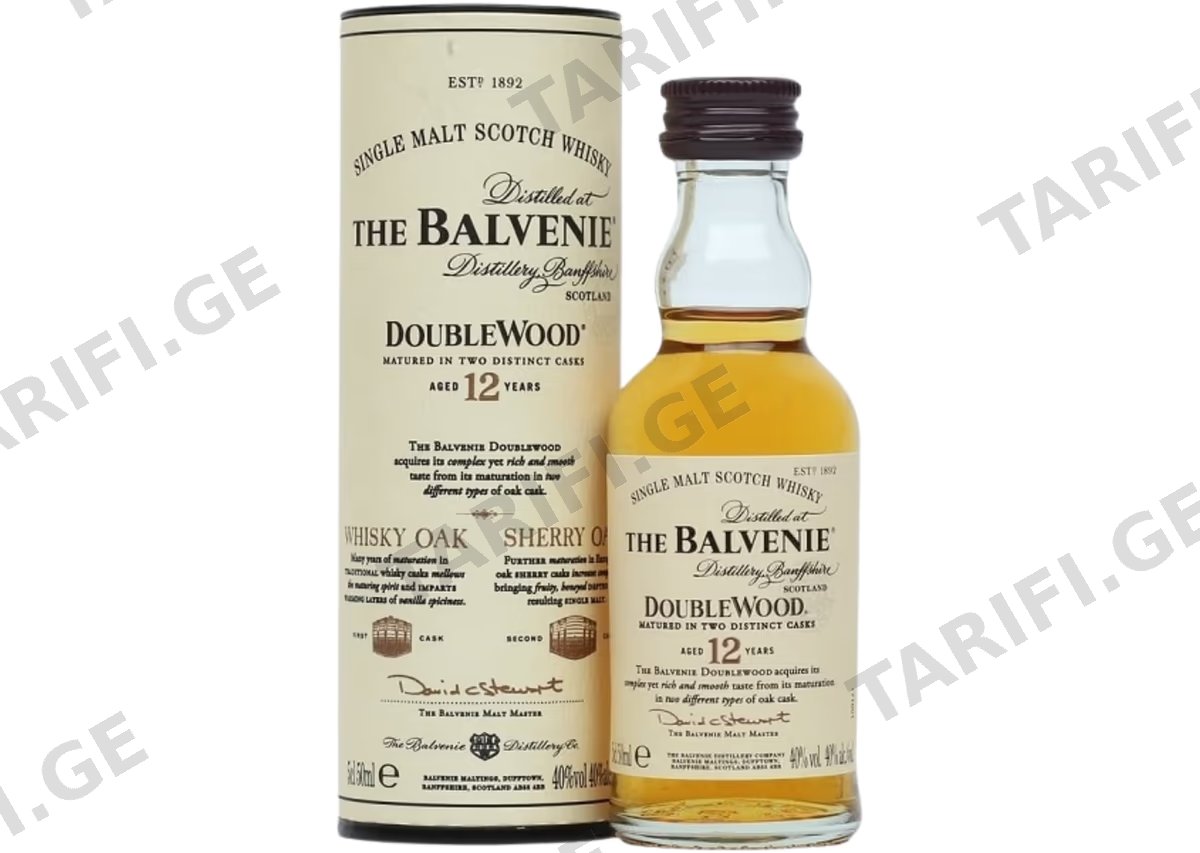 ერთალაოიანი შოტლანდიური ვისკი Balvenie Doublewood, 12 წლიანი - 0.05L
