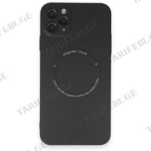 iPhone 11 Pro Max Jack Magsafe Case კამერის დაცვით სილიკონის ქეისი - შავი