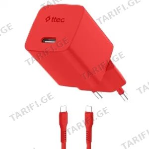 Ttec SmartCharger Gan 20W PD Travel Fast Charger+ USB-C -USB-C 60W Cable 120cm 2SCG20CNK