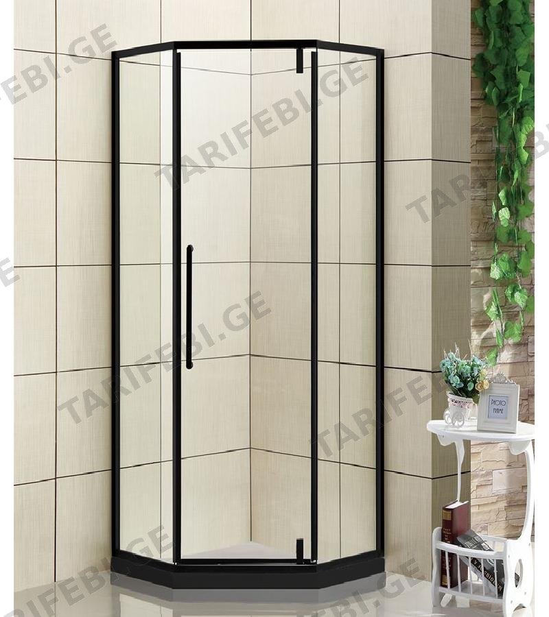 საშხაპე კაბინის მინის კომპლ. JL-166-9-HS ზომა. 90*90*195 სმ შავი კანტით 5*6 სმ Aokelya