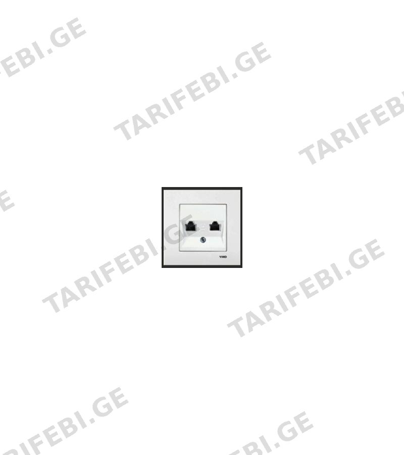 როზეტი VIKO Karre 2-ნი Tekli Data + Telefon Priz თეთრი