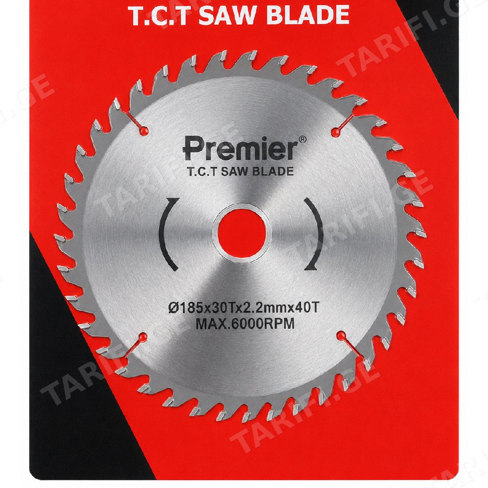 ხერხის დისკო Premier T.C.T Saw Blade 185x30x2.2 მმ 40T