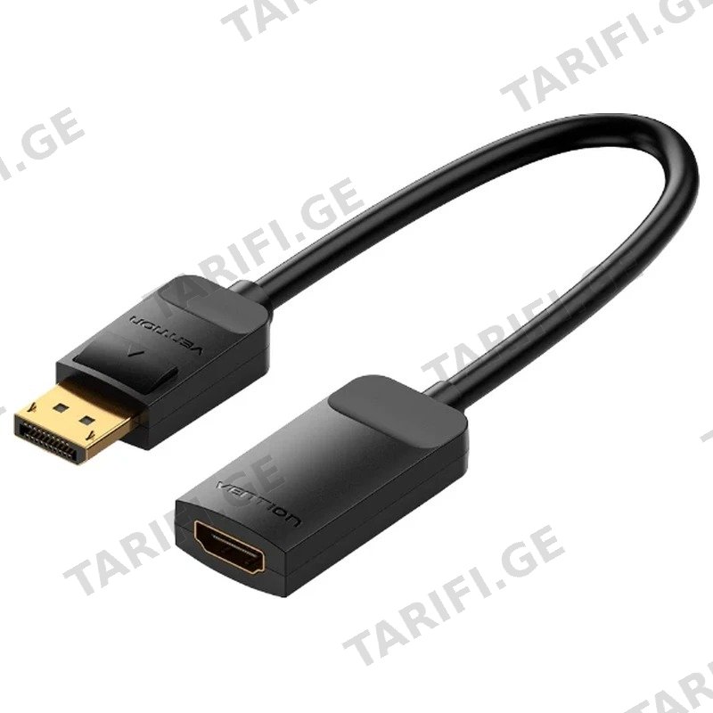 DISPLAYPORT TO HDMI ადაპტერი VENTION HBZBB 4K/60HZ 0.15მ შავი
