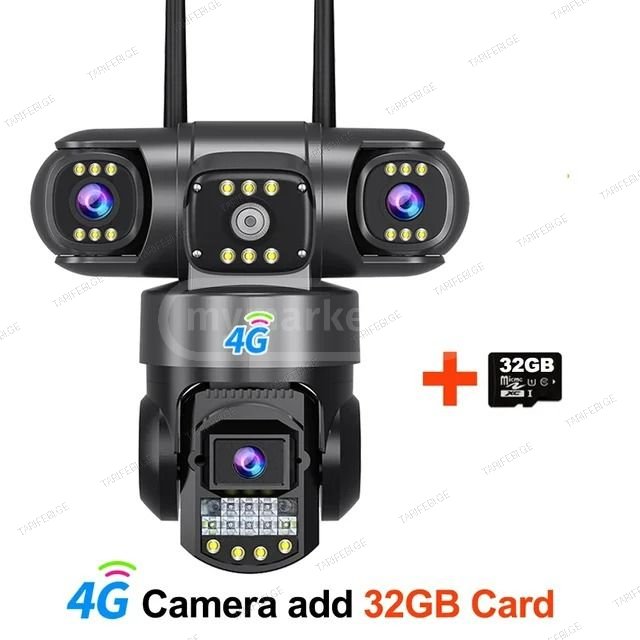 4G კამერა SIM ბარათით, სამლინზიანი სამი ობიექტივით