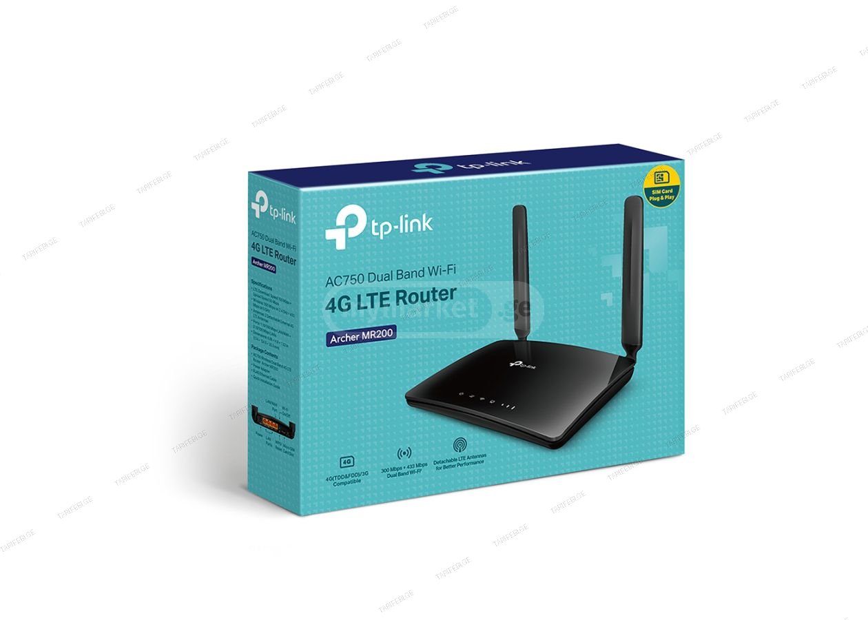 TP-Link, Archer MR200, AC750 Wireless Dual Band 4G LTE Route