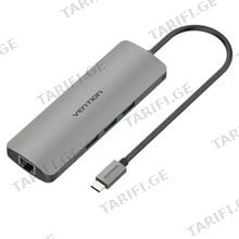 VENTION CGNHA Multi-function Type-C Docking Station 0.1M Gray Metal Type USB ჰაბი