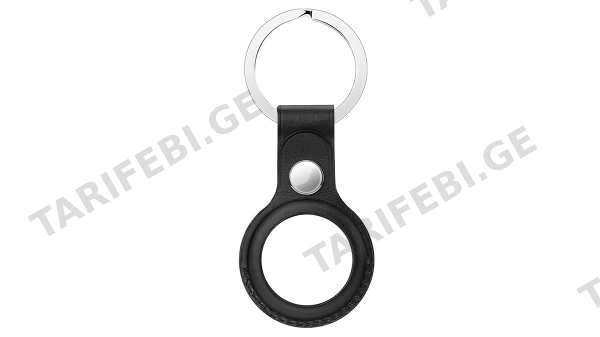 AirTag Case Leather Key Ring - Black