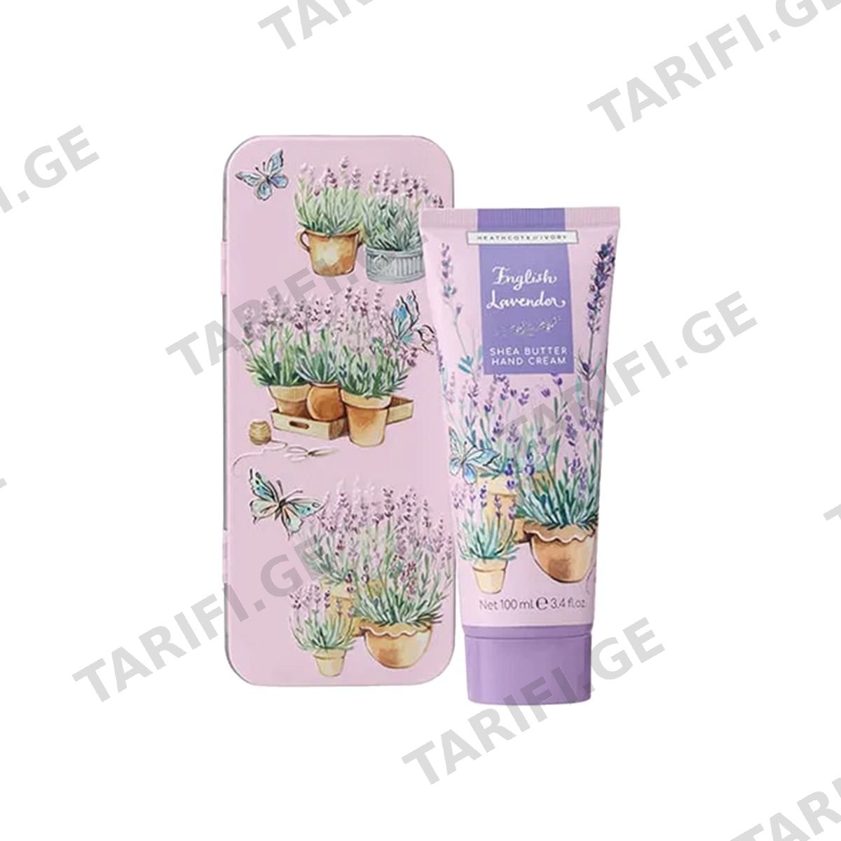 ხელის კრემი ყუთით English Lavender 100მლ 4623 ჰესკოტი და აივორი - Heathcote & Ivory