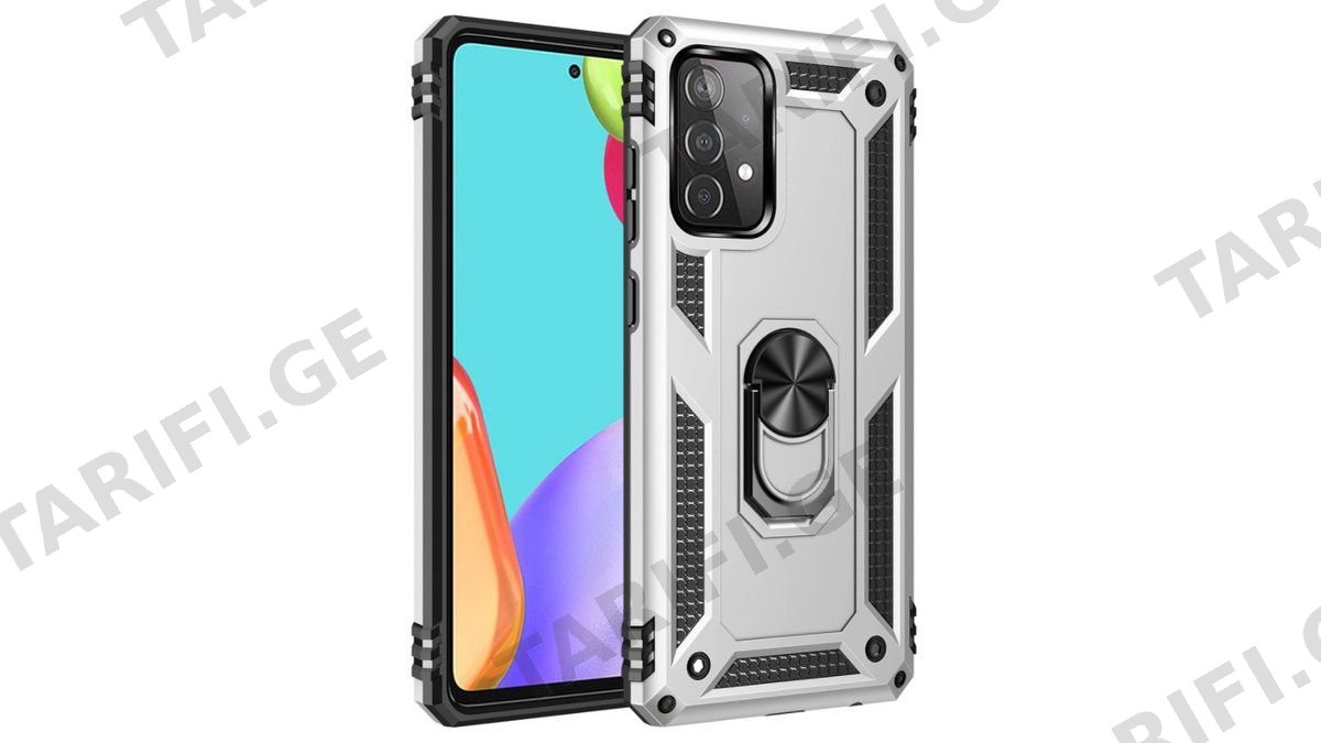 Samsung Galaxy A52 Sofia Ring Case სილიკონის ქეისი ბეჭდით - ვერცხლისფერი